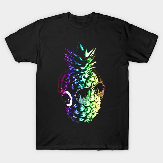 Rainbow Pineapple DJ T-Shirt by robotface